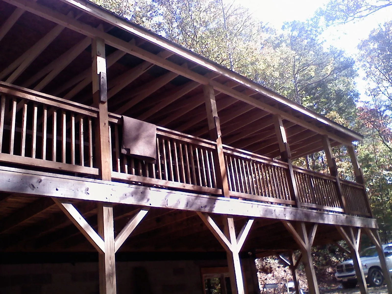 Timber framing under a new elevated porch and deck — Roof Leak Repair in Good Thunder by Roofing Brothers